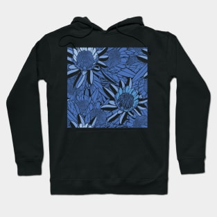 Blue Protea Garden - Classic Blue color palette Hoodie